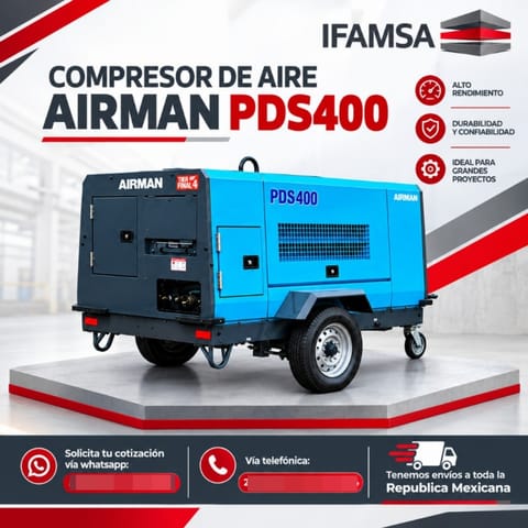 COMPRESOR DE AIRE AIRMAN MODELO PDS400 en Puebla (Municipio)