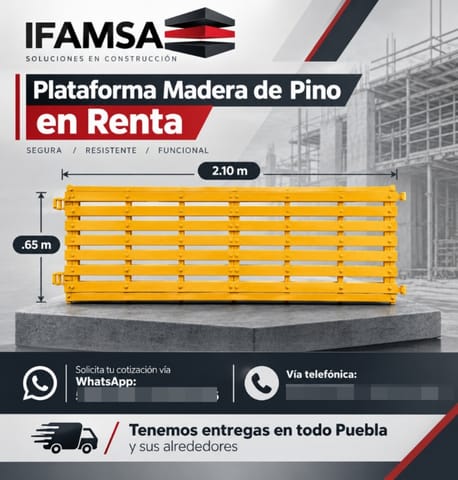 PLATAFORMAS PARA ANDAMIO .60MX2.10M EN RENTA en Puebla (Municipio)