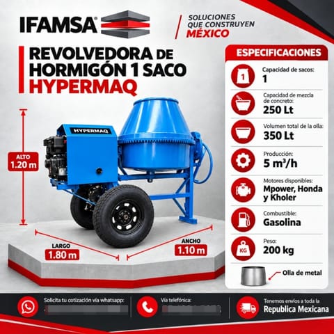 REVOLVEDORA DE HORMIGÓN 1 SACO HYPERMAQ