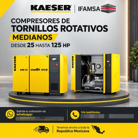 COMPRESORES DE TORNILLOS ROTATIVOS MEDIANOS DESDE 25 HASTA 125 HP en Puebla (Municipio)