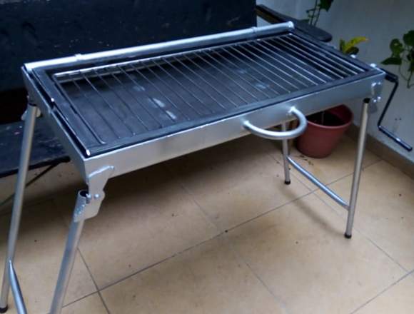 Asador carbón portátil parrilla con elevacion