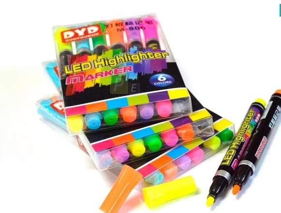 Kit 6 Marcadores Fluorescentes Para Pizarra Led