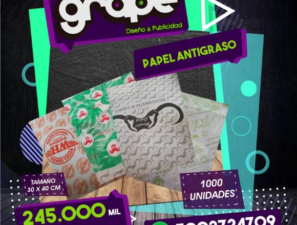 impresion papel antigraso para comidas rapidas en Bogotá, D.C. (Municipio)