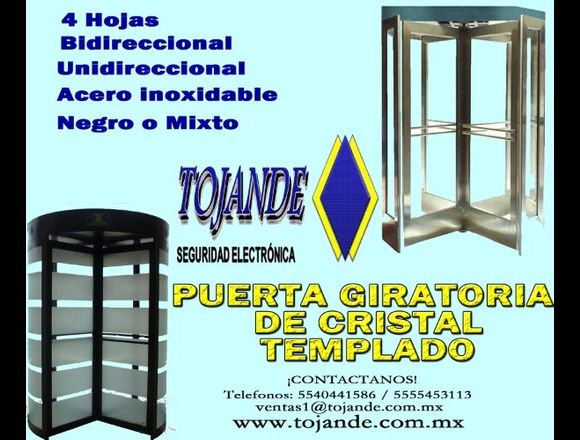 Puerta Giratoria de 4 hojas - Cristal templado en Gustavo A. Madero (Municipio)