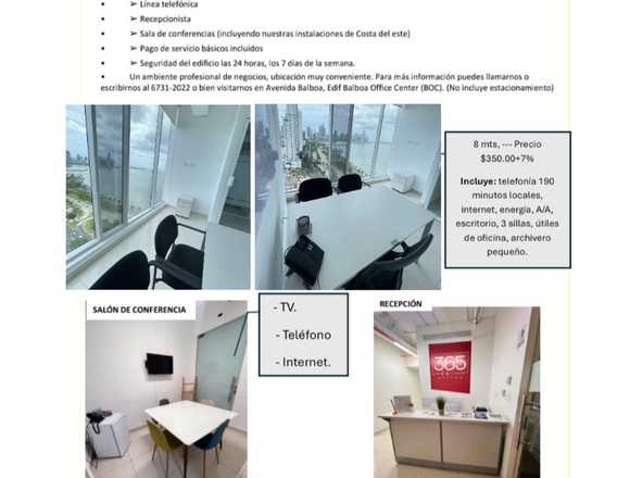 SE ALQUILA OFICINA AMOBLADA en Panamá (Distrito)