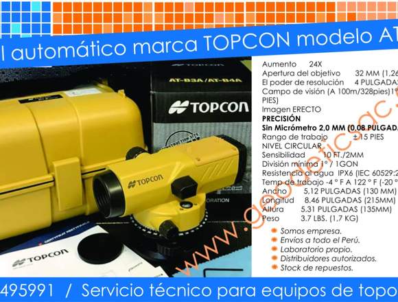 Nivel Automático marca Topcon modelo AT-B4A en Lima (Lima 1) (Distrito)
