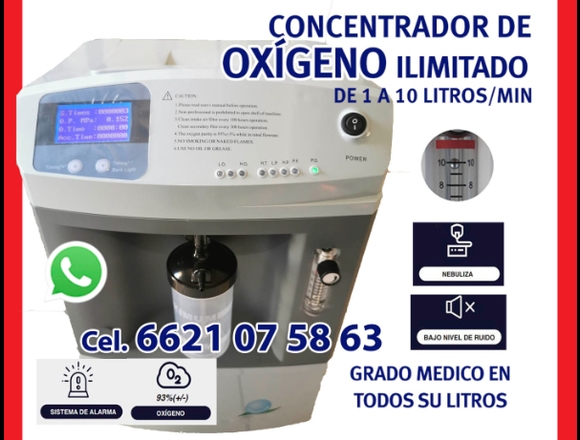 SE RENTA CONCENTRADOR DE OXIGENO GRADO MEDICO 10L