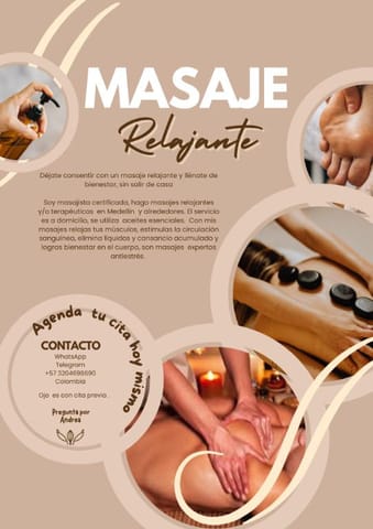 MASAJISTA CERTIFICADA DOMICILIOS EN MEDELLÍN Y ALREDEDORES en Medellín (Municipio)
