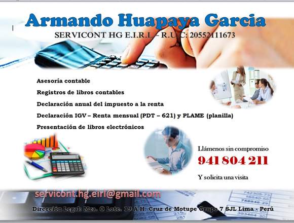 SERVICIO CONTABLES en San Juan de Lurigancho (Lima 36) (Distrito)