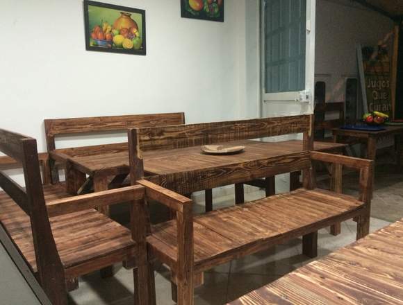 MESAS Y BANCAS EN MADERA Maciza estilo envejecido en Bogotá, D.C. (Municipio)