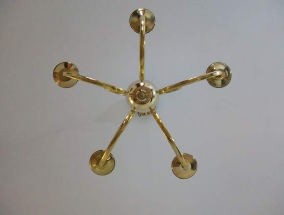 Candelabro antiguo de bronce 5 luces funcionando