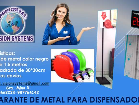 PARANTE DE METAL PARA DISPENSADOR MECANICO en Yungay (Distrito)