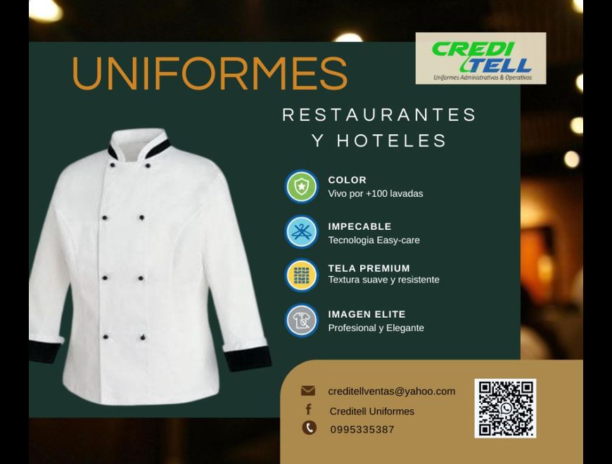 Chaqueta de chef para uniformes de cocina en Quito (Cantón)