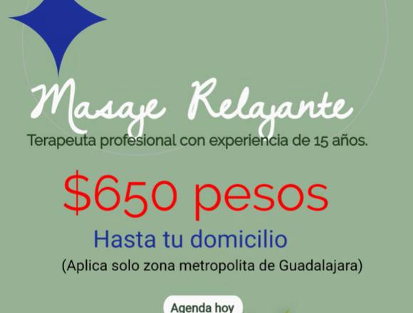 Masaje a domicilio 650 en Guadalajara (Municipio)