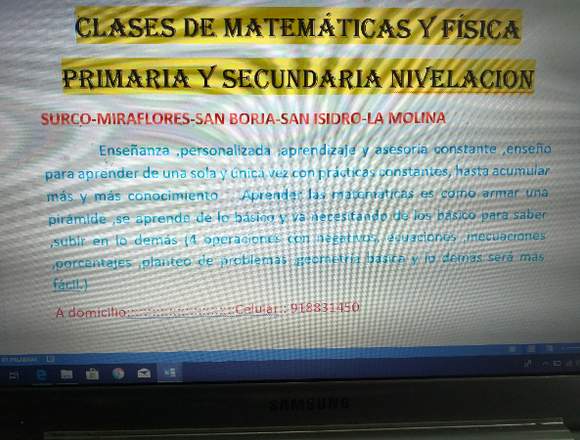 Clases matemáticas y fisica nivelación escolar