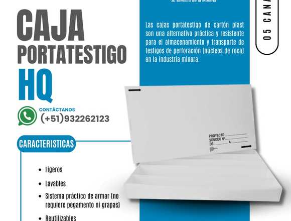 Caja porta testigo en LÍNEA HQ cartón plast minerí en Arequipa (Distrito)