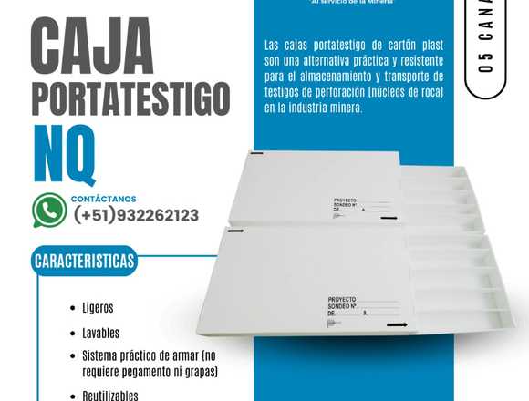 Caja porta testigo en LÍNEA NQ cartón plast minerí en Arequipa (Distrito)