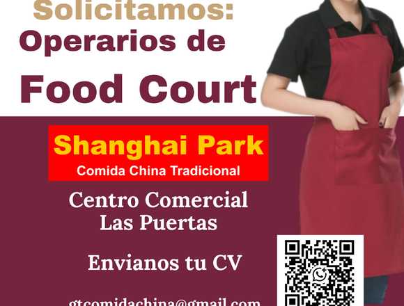 Operario para Food Court en C. C. Las Puertas en San Lucas Sacatepéquez (Municipio)