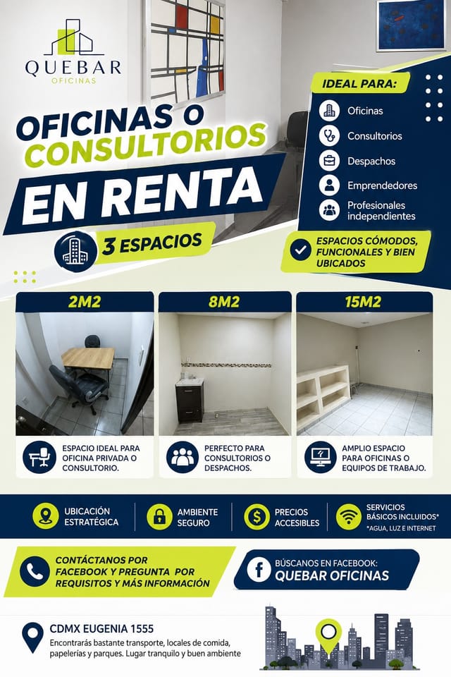 ¡Oficinas y consultorios en renta fisicos en CDMX!