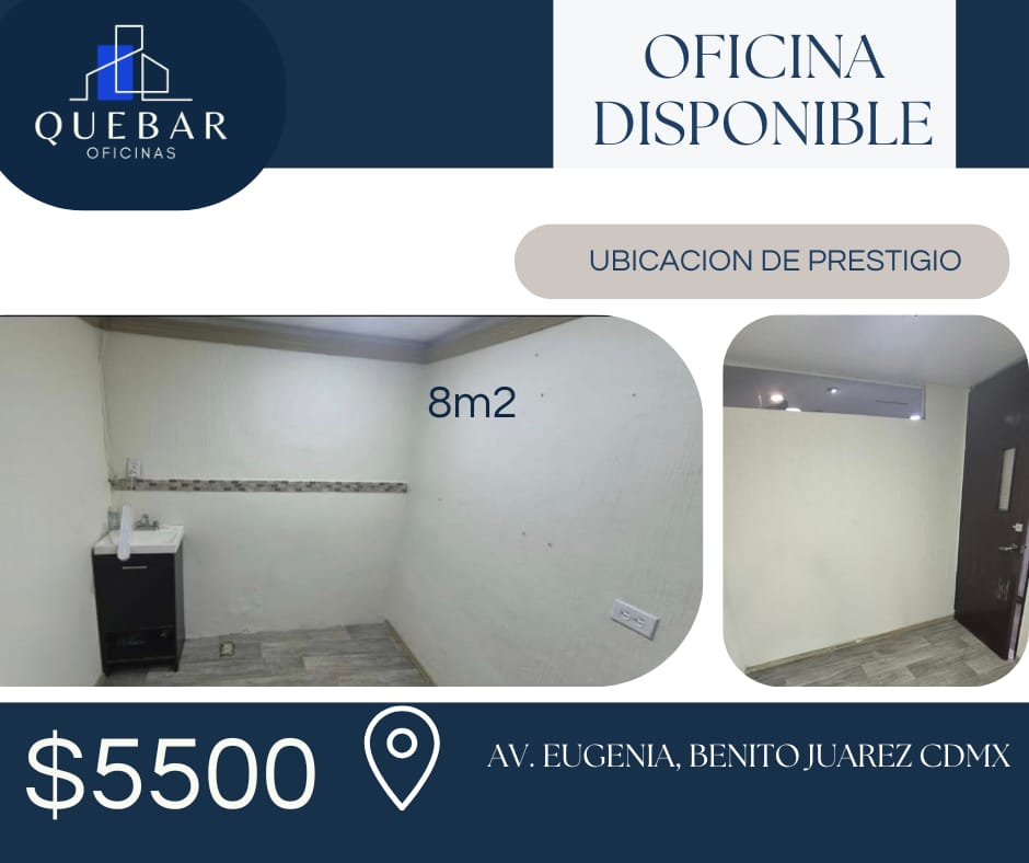 *¡Renta tu próxima oficina en Av. Eugenia!* CDMX en Benito Juárez (Municipio)