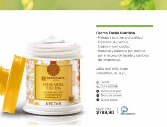 Crema facial nutritiva néctar- jalea real y miel en Valentín Alsina (Localidad)