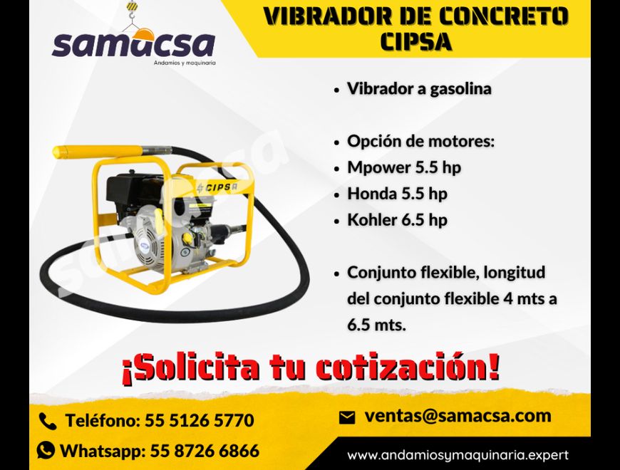 Vibrador Marca CIPSA Con motor a gasolina en Querétaro (Municipio)