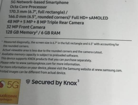 Samsung A90 5G nuevo en su caja sin abrir.