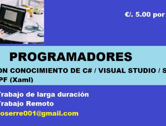 NECESITO PROGRAMADOR en Lima (Lima 1) (Distrito)