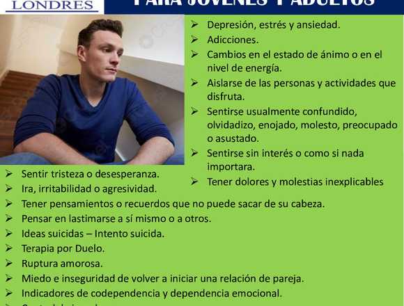 TERAPIA PARA JOVENES Y ADULTOS en Lince (Lima 14) (Distrito)