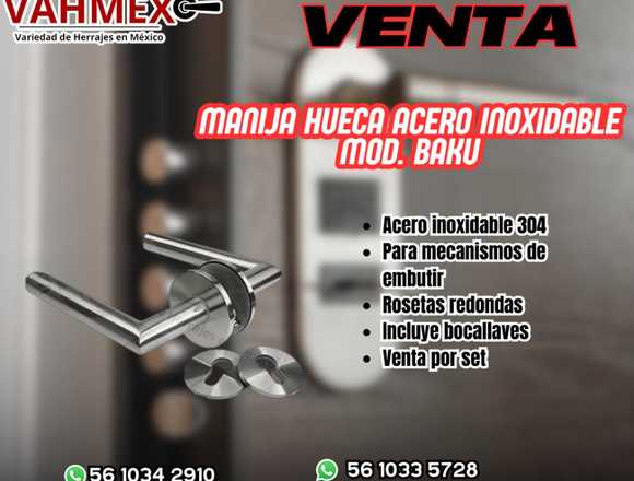 Manija hueca de Acero Inoxidable Mod.BAKU en Ecatepec de Morelos (Municipio)