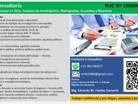 Asesoría Tesis, Investigaciones y Mercadeo en Magdalena del Mar (Lima 17) (Distrito)