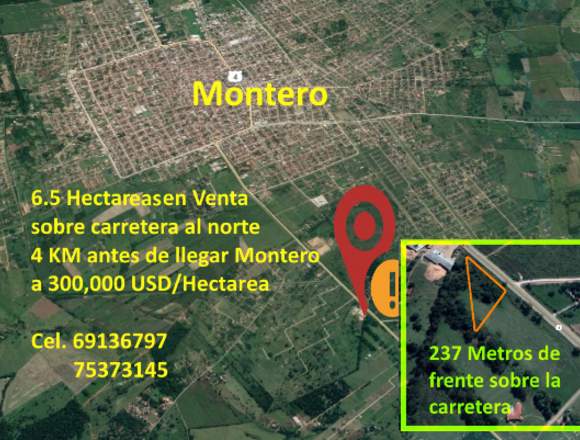 Vendo 6.5 Hectáreas en Montero