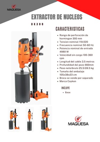 Extractor de núcleos de concreto Cayken