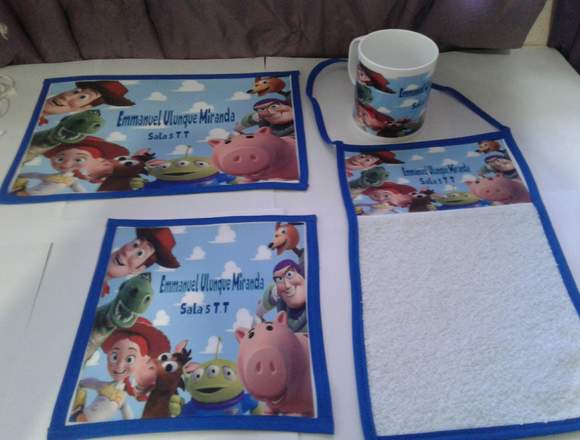 SET INFANTIL INDIVIDUAL,SERVILLETA, TOALLA TAZA