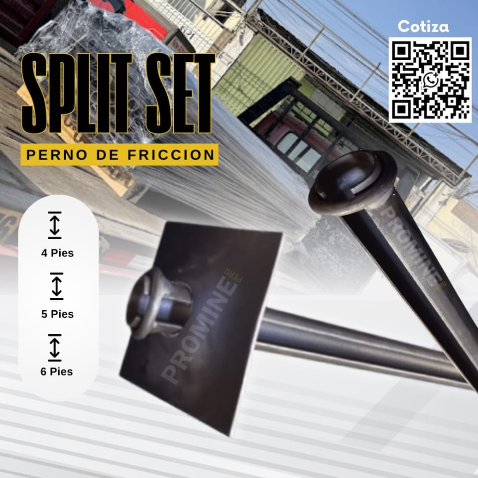Perno de anclaje pies – Split Set - Placa sujecion
