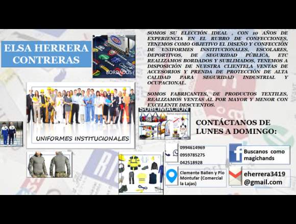 UNIFORMES, ESTAMPADOS, SUBLIMADOS, BORDADOS en Empalme (Cantón)