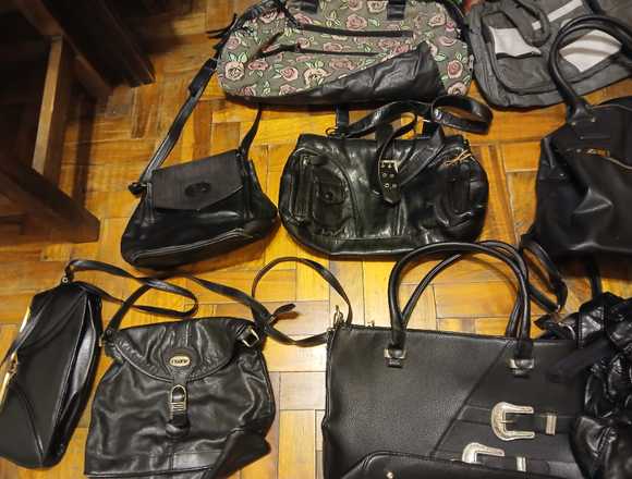 Carteras, algunas de cuero y bolsos