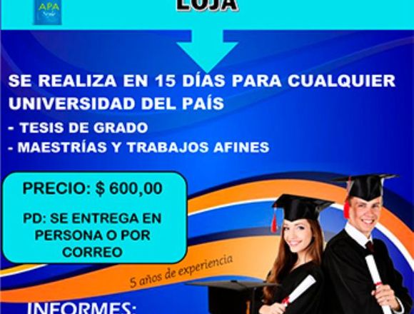 TESIS DE GRADO EN 8 DÍAS (LOJA) en Loja (Cantón)