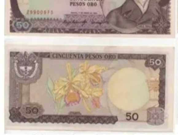 Billetes antiguos colombianos en Santiago de Cali (Municipio)