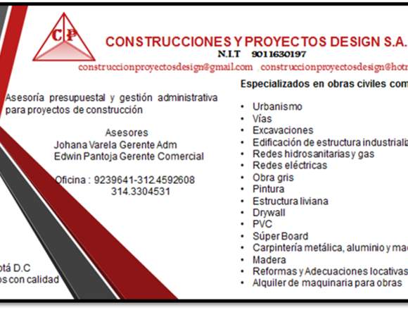 CONSTRUCCIONES Y PROYECTOS DESIGN S.A.S en Bogotá, D.C. (Municipio)