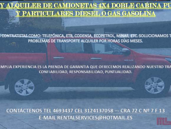 ALQUILER DE VEHICULOS 4X2 Y 4X4