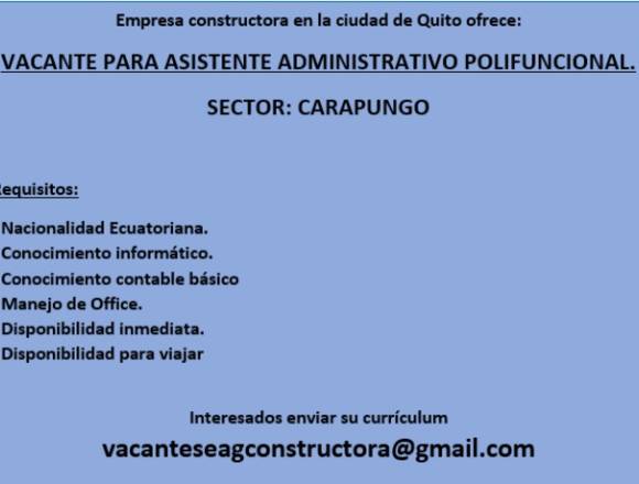 ASISTENTE ADMINISTRATIVO POLIFUNCIONAL en Quito (Cantón)