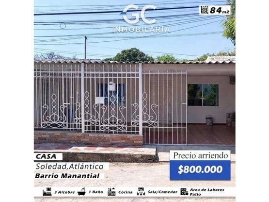 Se arrienda casa barrio el manantial