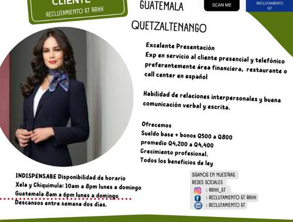 Recepcionista, zona 3 Quetzaltenango en Quetzaltenango (Municipio)