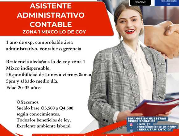 Asistente administrativo contable en Mixco (Municipio)