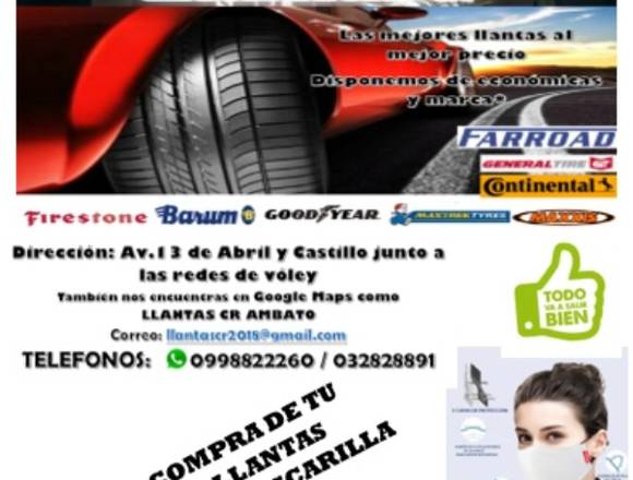 LLANTAS ECONOMICAS AL MEJOR PRECIO EN AMBATO en Ambato (Cantón)