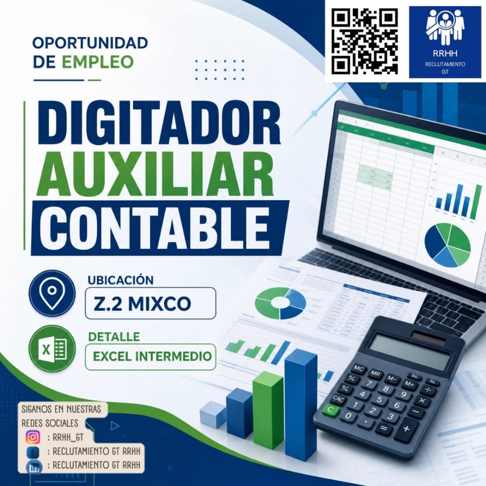 CONTADOR JR MIXCO AUXILIAR ASISTENTE CONTABLE en Ciudad de Guatemala (Municipio)