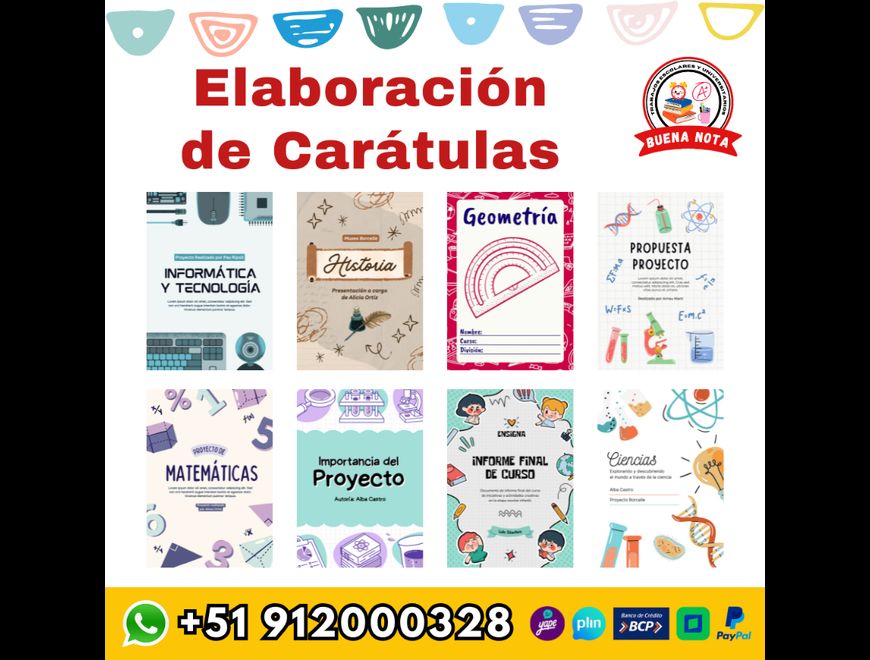 Elaboración Carátulas Escolares y Universitarios