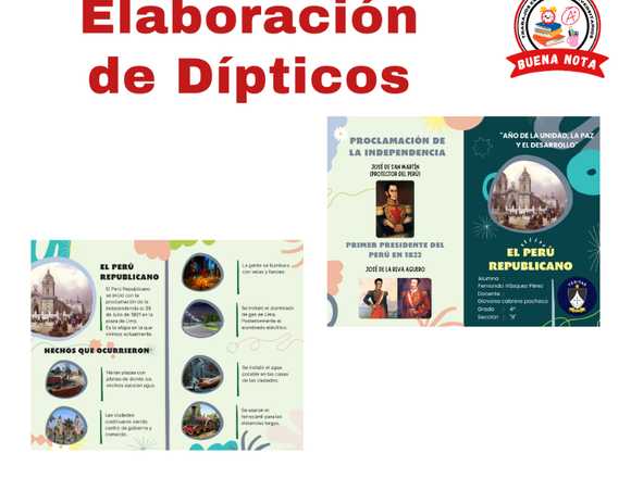 Elaboración de Dípticos Escolares y Universitarios en Chincha Alta (Distrito)