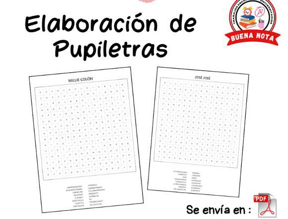 Elaboración de Pupiletras o Sopa de Letras en Chincha Alta (Distrito)